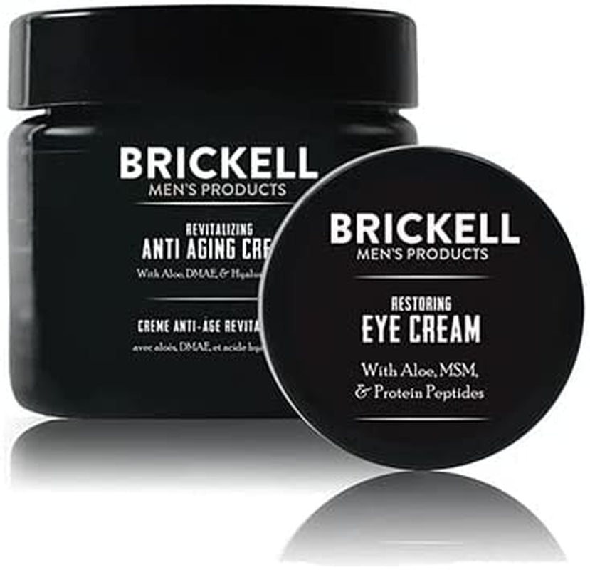 Brickell Men'S Ultimate Anti-Aging Routine, Anti-Wrinkle Night Face Cream and Eye Cream to Reduce Puffiness, Wrinkles, Dark Circles, under Eye Bags, Natural and Organic, Unscented